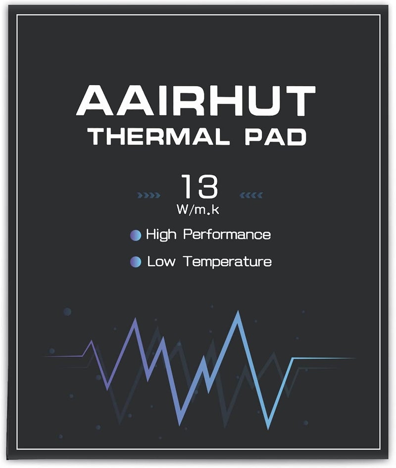 Aairhut وسادة حرارية 13W/mK [0.5~3mm]، 120x120x1.5mm وسادة تبريد سيليكون لوحدة معالجة الرسومات ووحدة المعالجة المركزية غير موصلة ومقاومة للحرارة مع غلاف أوديسي متطرف مع أفلام لاصقة مزدوجة للاستخدام مع الكمبيوتر المحمول/PS4/PS5/LED/RAM - Image 1